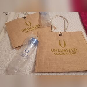 Limited Edition NEW SET UVC TRAVEL BEACH BAG With Blue Water Bottle To Match.